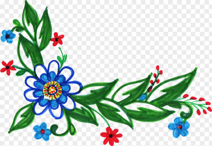 Colorful Cut Flowers Art Floral Design Watercolor Painting PNG