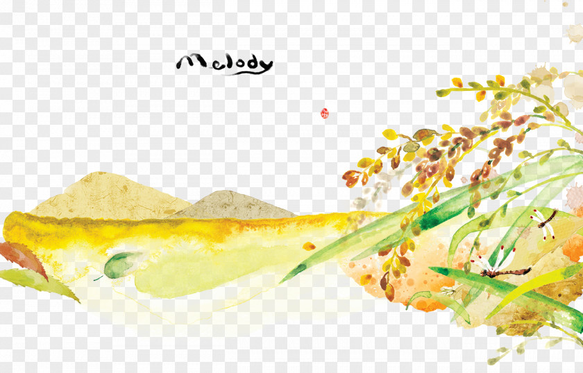 Watercolor Wheat Landscape Painting Illustration PNG
