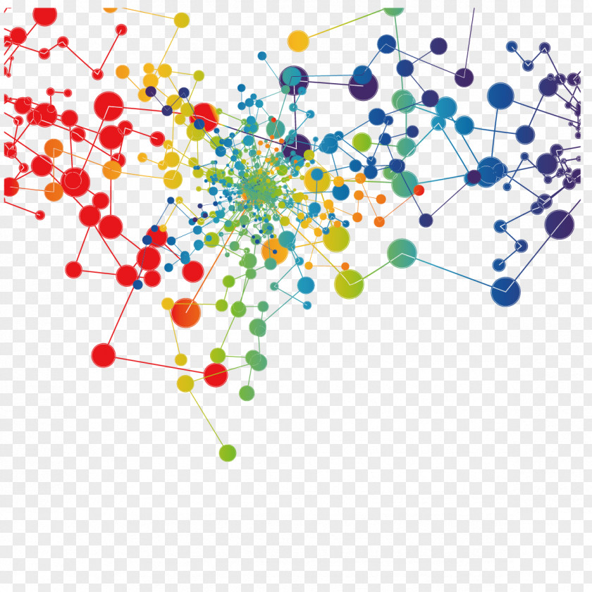 Colored Dots And Connecting Lines Color Line PNG