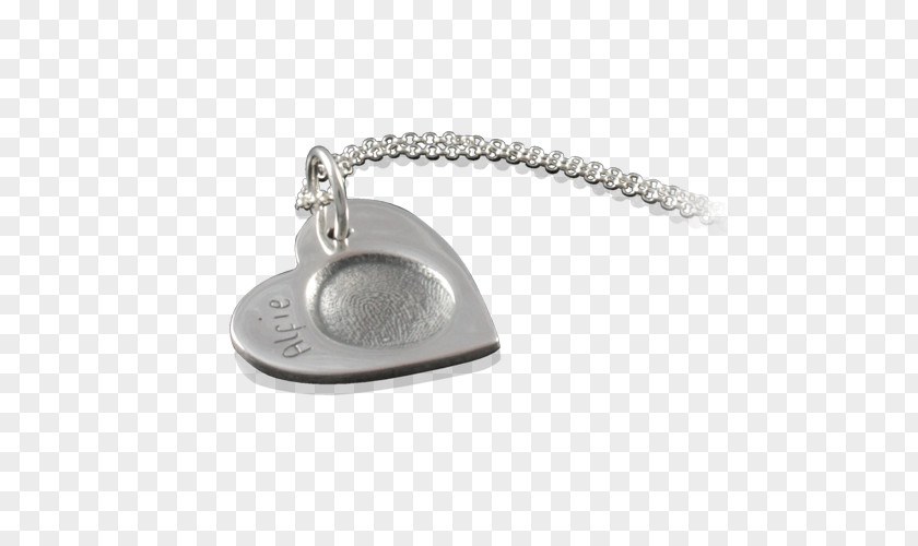Heart Fingerprint Locket Necklace Silver Chain PNG