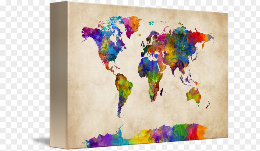 WatercolorWorld Map Painting World Art PNG