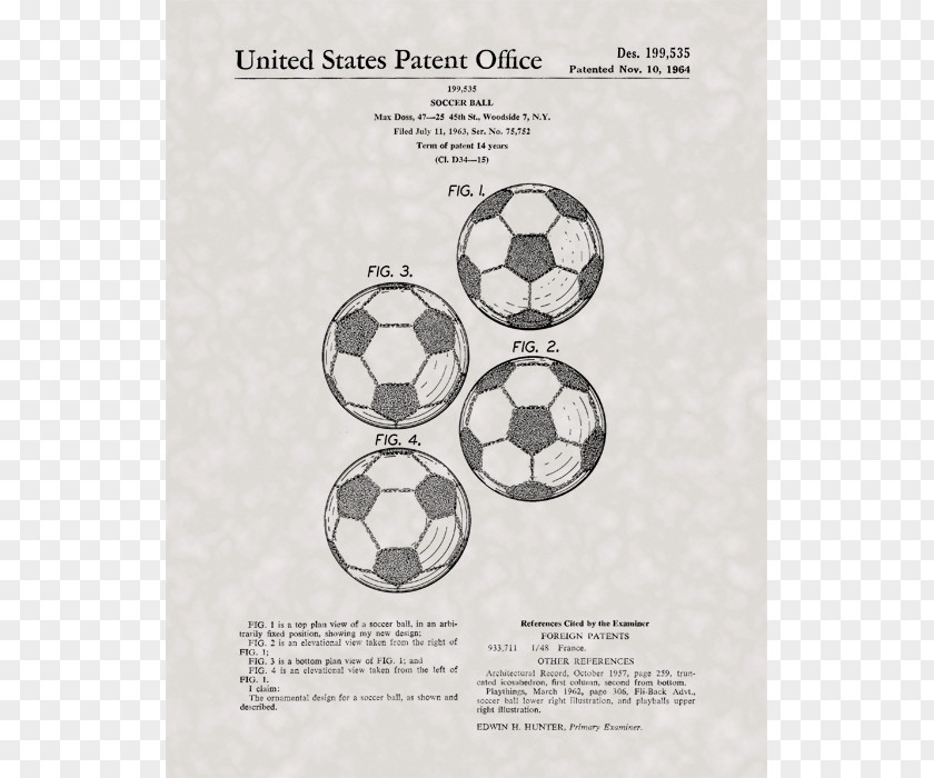 Football Ball Game Patent Poster PNG