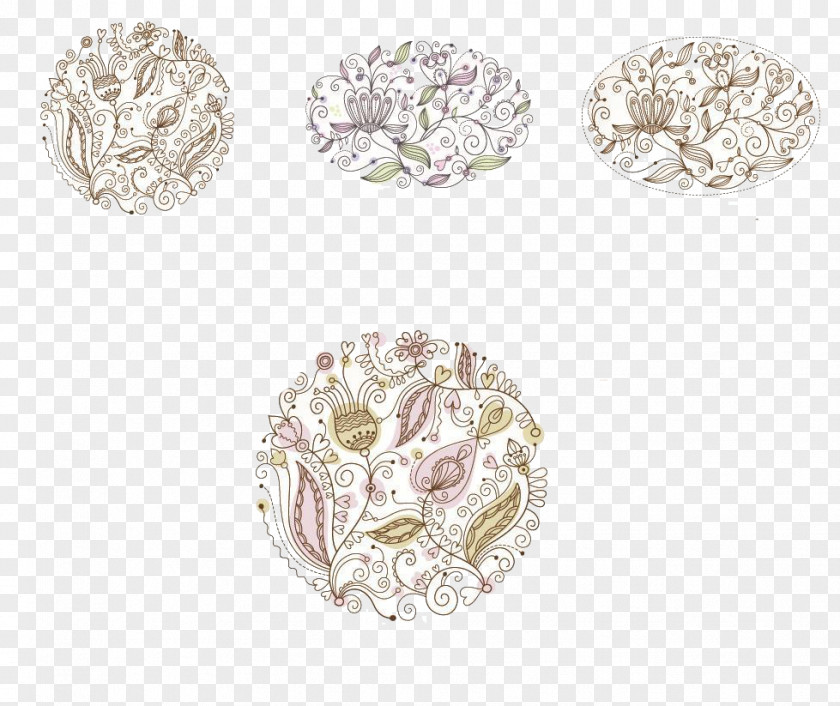 Four Floral Style Art Icon CorelDRAW PNG