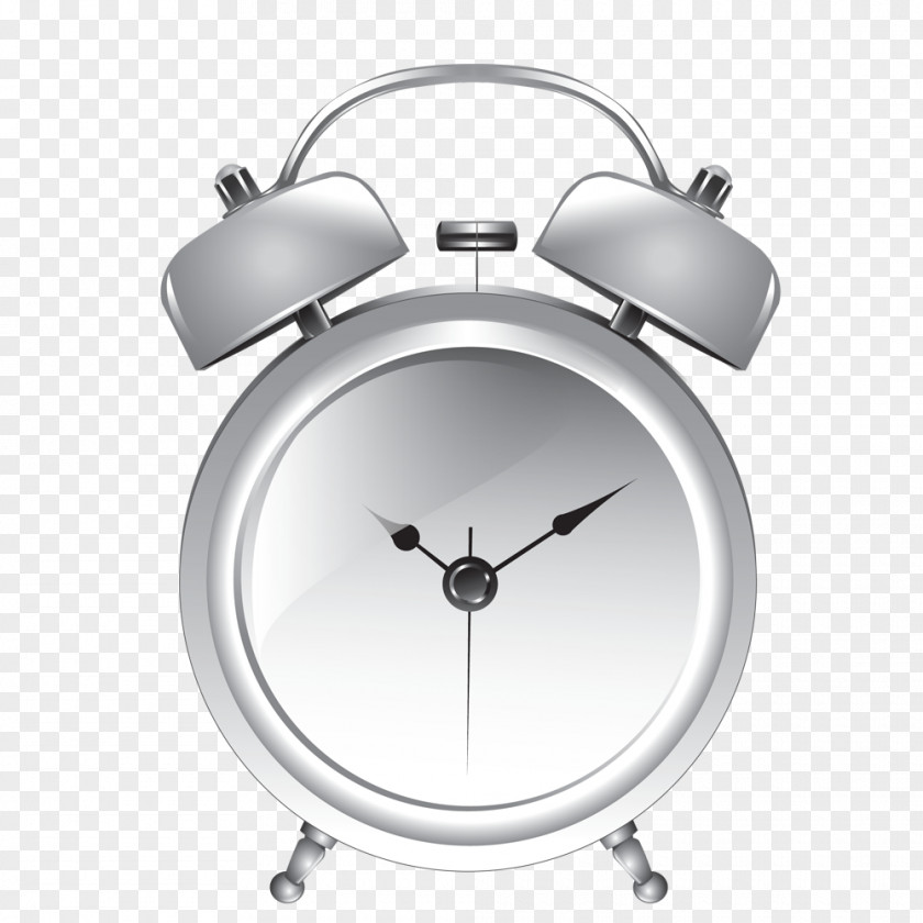 Small Silver Alarm Clock Table PNG