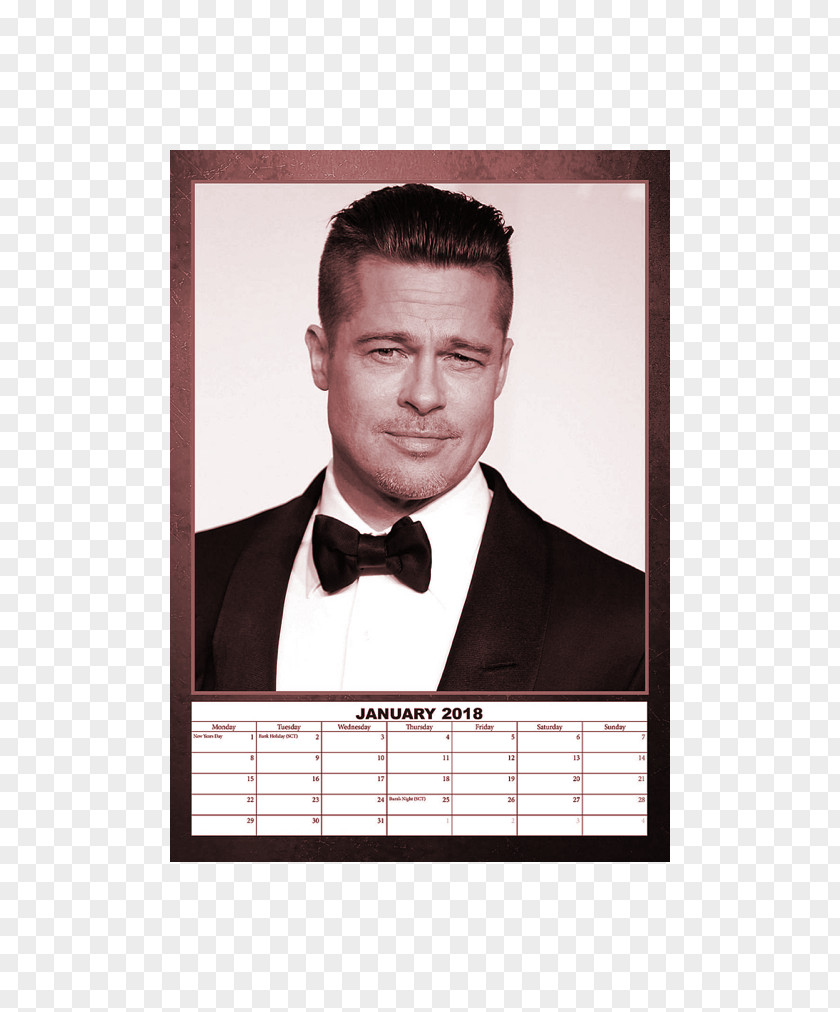 Brad Pitt Friends Calendar Celebrity Actor PNG