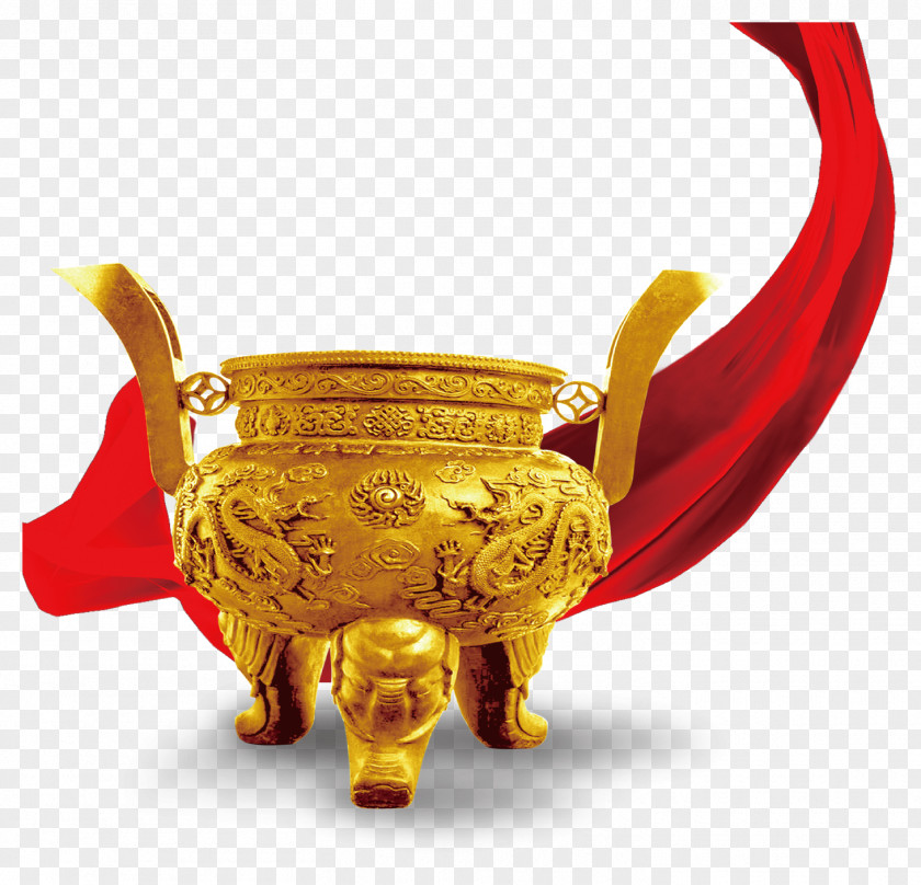 Ding Pull The Ribbon Material Free Download China Gold PNG