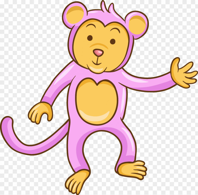 Vector Cartoon Pink Monkey Ape Clip Art PNG