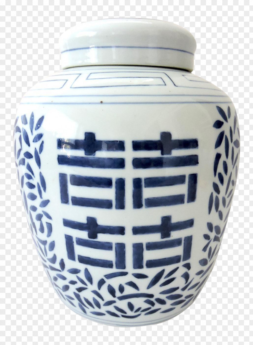 Blue And White Pottery Porcelain Ceramic Jar Double Happiness PNG