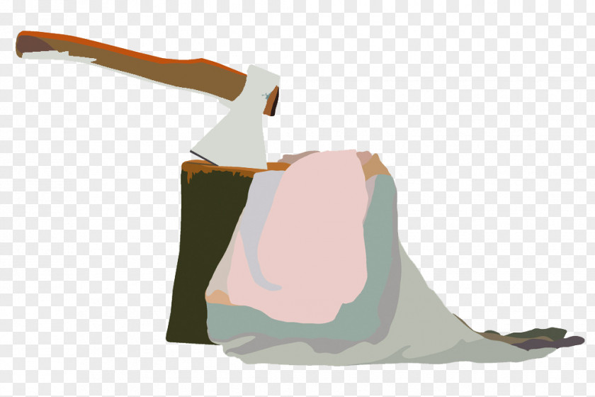 Cartoon Ax Chopping Wood PNG