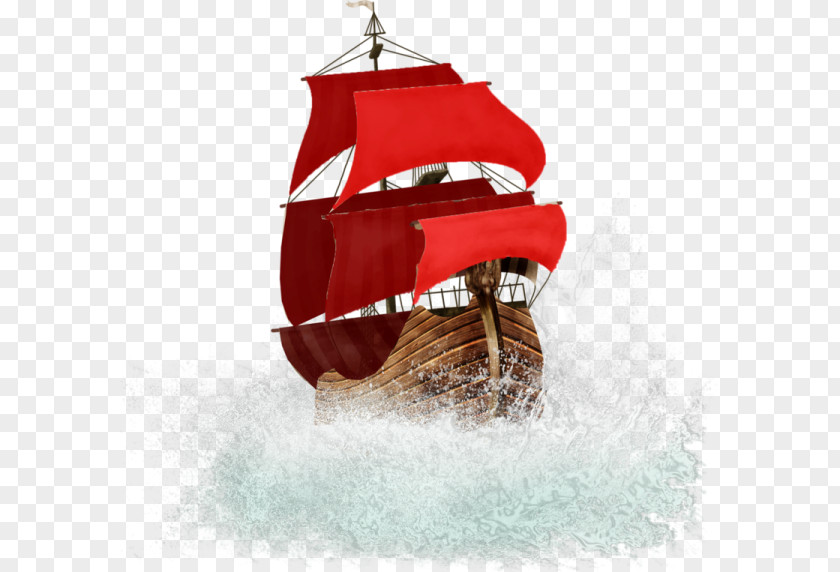 Red Wooden Sailboat Sailing Ship Boat Clip Art PNG
