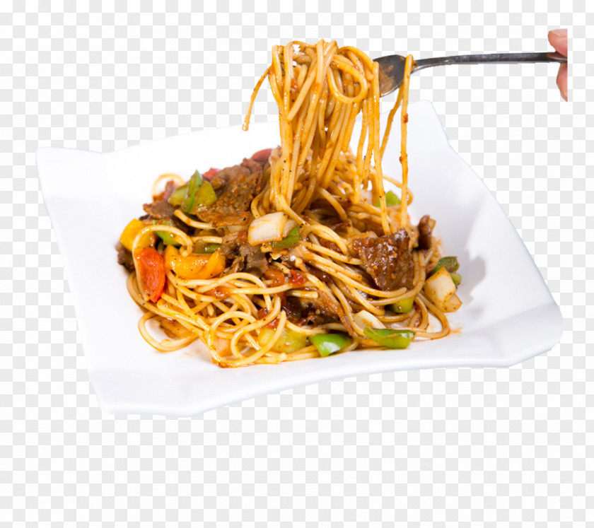 Fork Black Pepper Beef Face Pasta Instant Noodle Fried Rice Chow Mein Noodles PNG