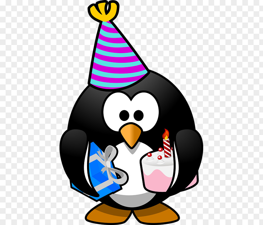 A Gift To The Penguin Party Hat Birthday Clip Art PNG