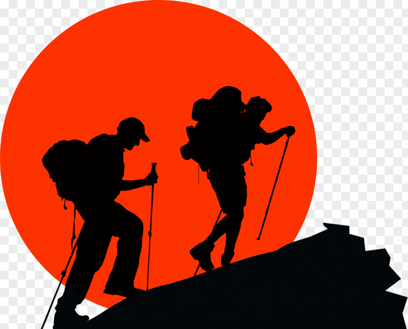 Trekking Backpacking Hiking Silhouette Clip Art PNG