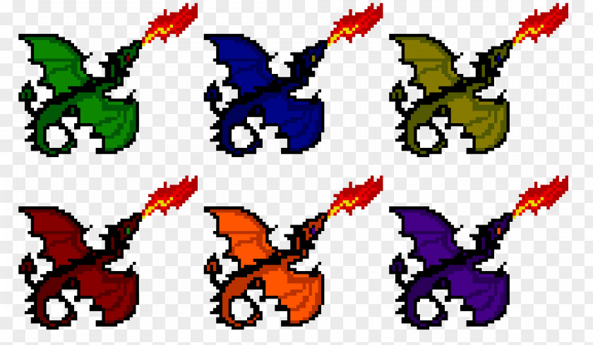Pixel Art Dragon Character Clip PNG