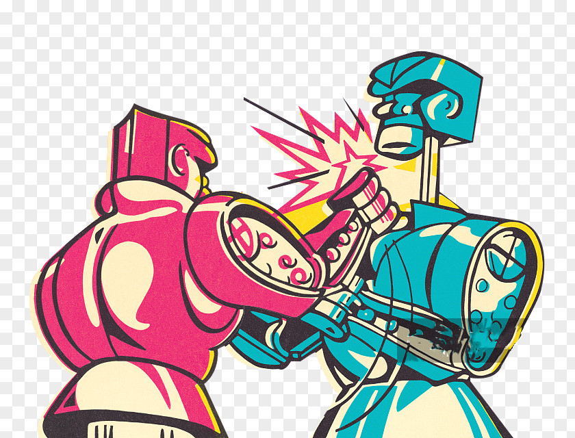 Cartoon Images Of Fighting Cartoons Printing Robot Printmaking Art.com Paper PNG