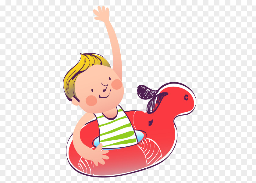 Cartoon Hand Painted Child Swim Picture Clip Art PNG