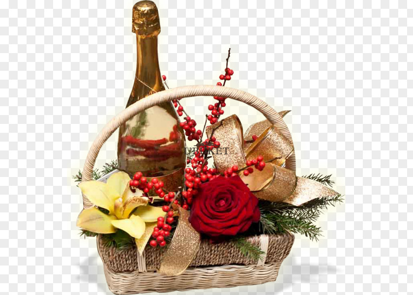 Champagne Food Gift Baskets Floral Design PNG