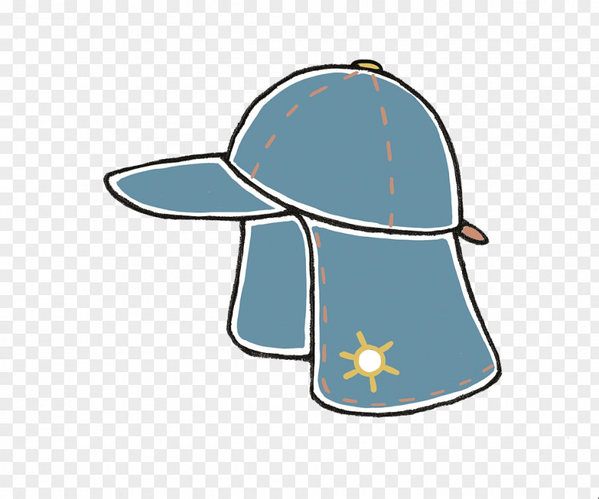 Blue Sun Hat Cartoon Illustration PNG