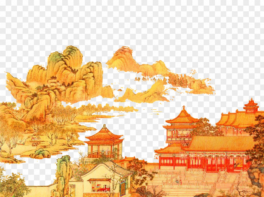 Forbidden City China Chinese Garden Shan Shui Painting Fukei PNG