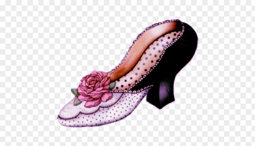 Pink Flower Decoration Women Shoe Vintage Clothing High-heeled Footwear Antique Clip Art PNG
