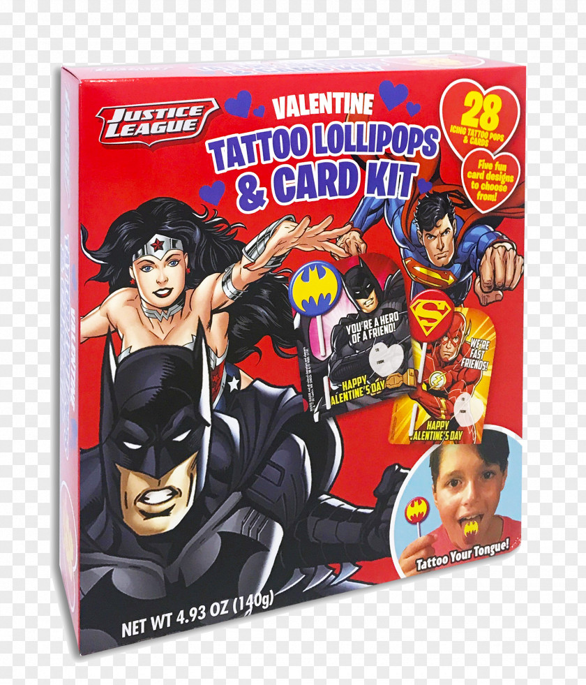 Candy Card Lollipop Gummi Justice League Superhero Movie PNG