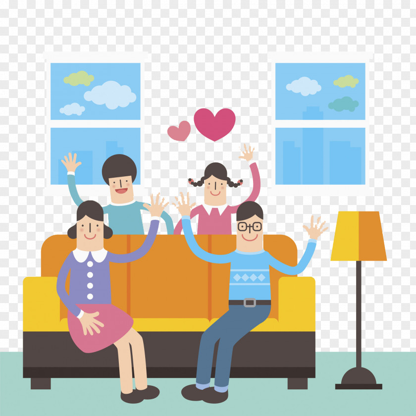 A Happy Family Illustration PNG