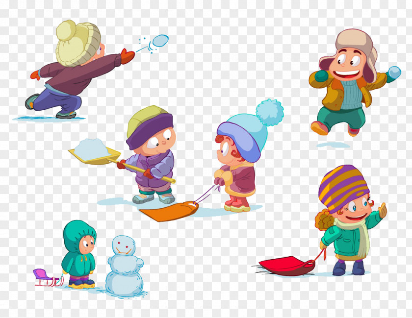 Children Playing In Winter Picture Child Snowman PNG