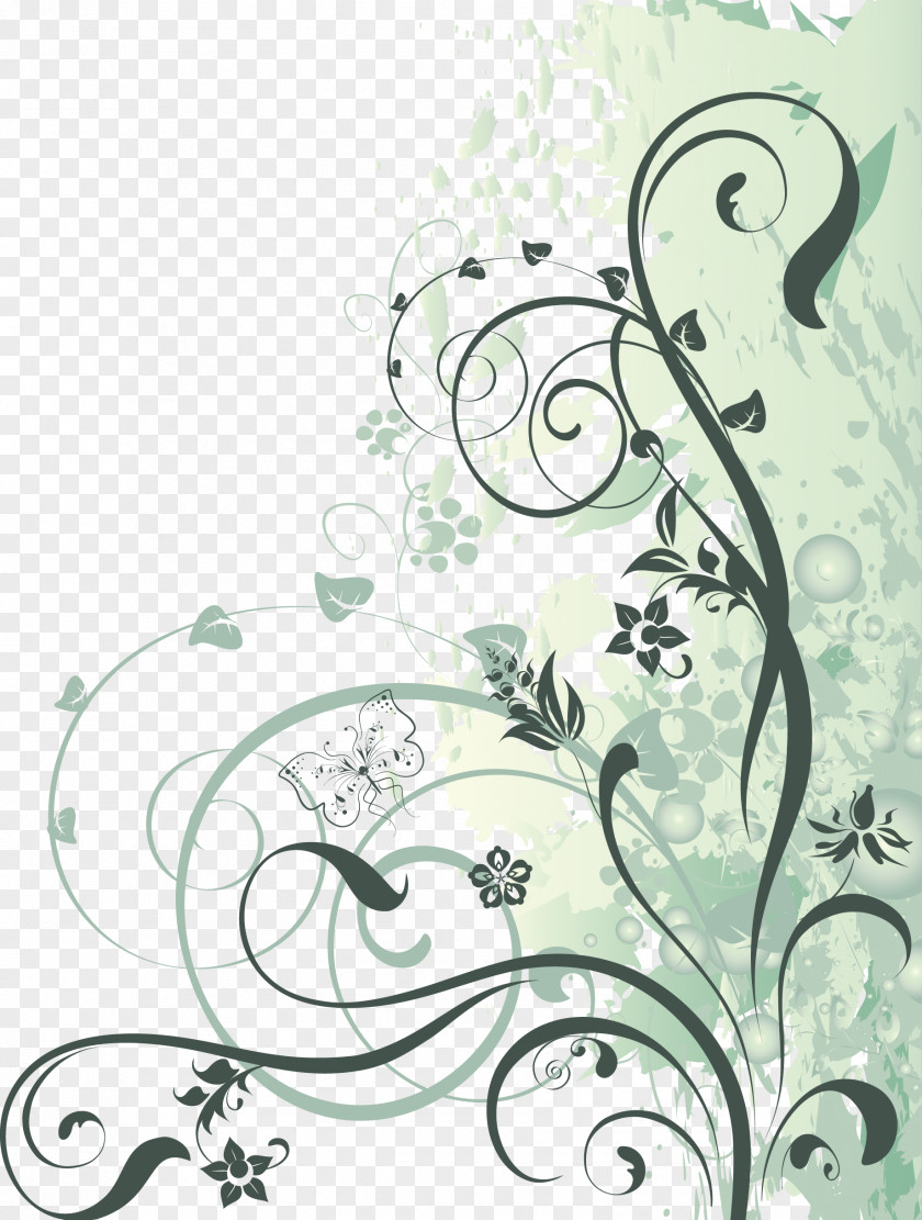 Creative Hand-painted Flower Vine Pattern PNG