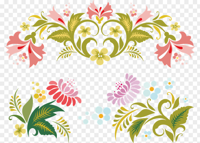 Tri Color Floral Design Visual Arts Clip Art PNG