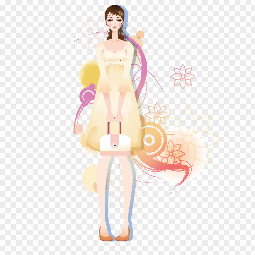 Euclidean Girl PNG Girl, dress pattern background clipart PNG