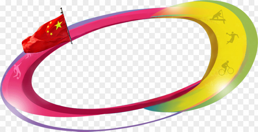 Pink Yellow Ring Five Star Red Flag PNG