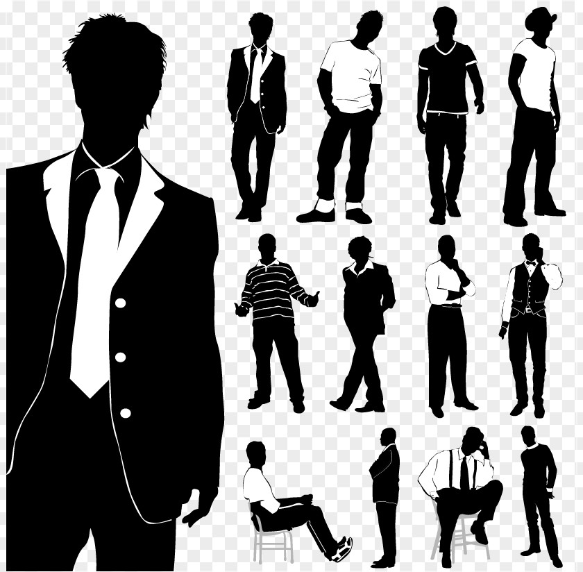 Men's Fashion Silhouette Vector Material, Stock Photography Model Clip Art PNG
