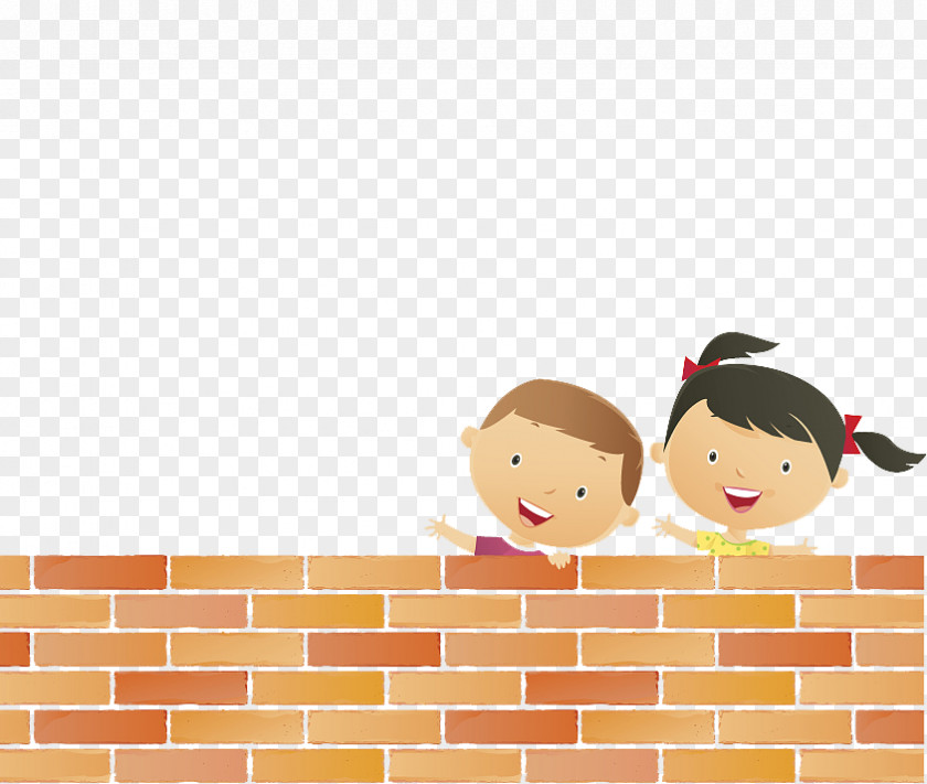 A Cartoon Illustration Of Child On Brick Wall Quadrel Phrase PNG