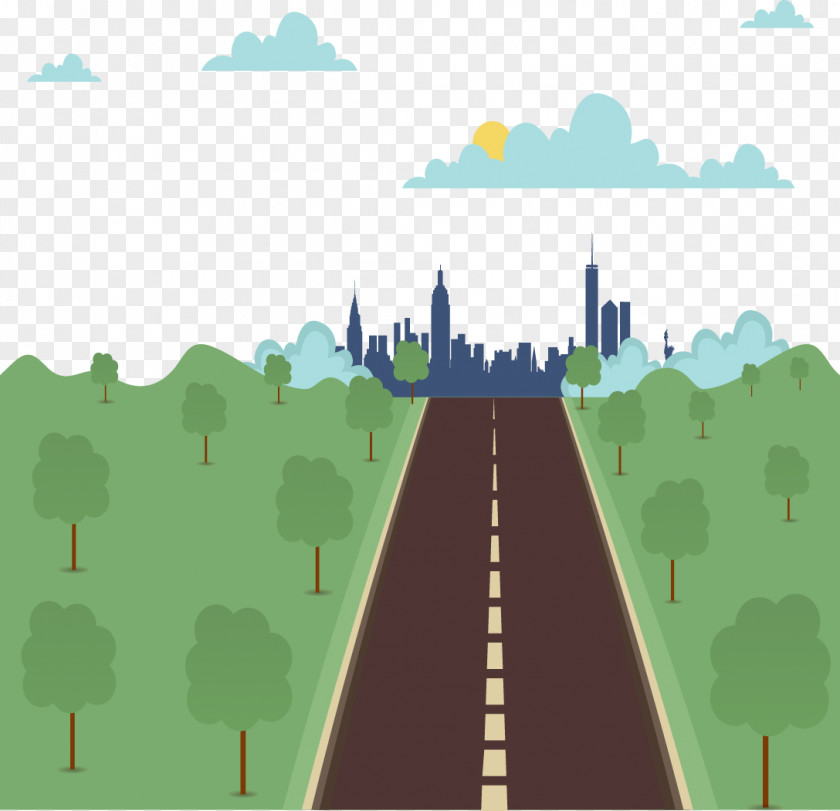 Woods Road Flat Design Illustration PNG