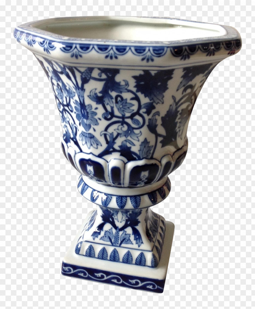 Blue And White Porcelain Bowl Vase Pottery Ceramic Cobalt Urn PNG