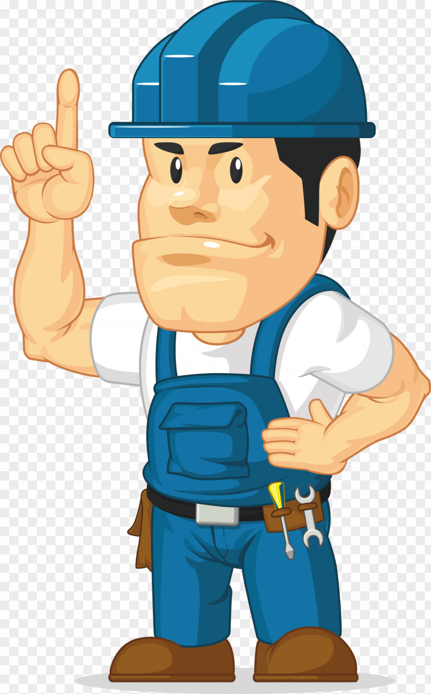 Blue Cartoon Man Character Architectural Engineering PNG