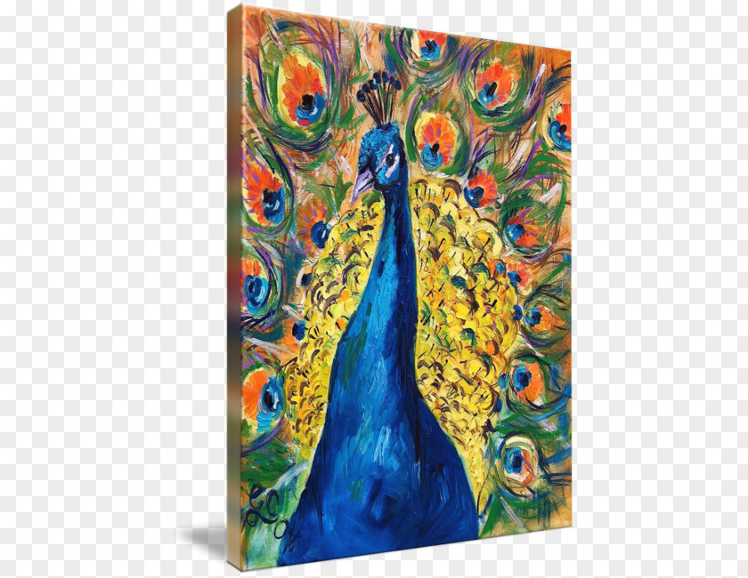 Watercolor Peacock Acrylic Paint Modern Art Oil Painting PNG