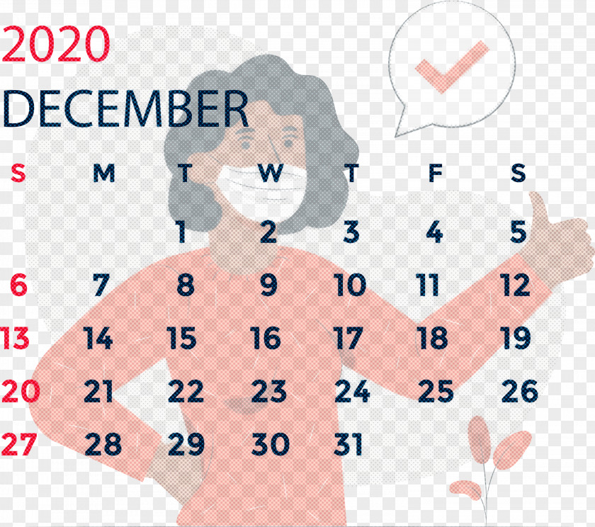 December 2020 Printable Calendar PNG