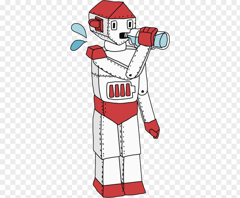 Hand Drawn Robot Cartoon Atomic Nucleus Illustration PNG