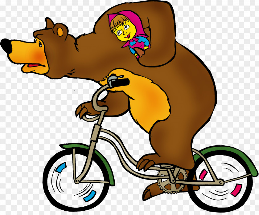Cycling Bear Cartoon Masha Drawing Animation PNG