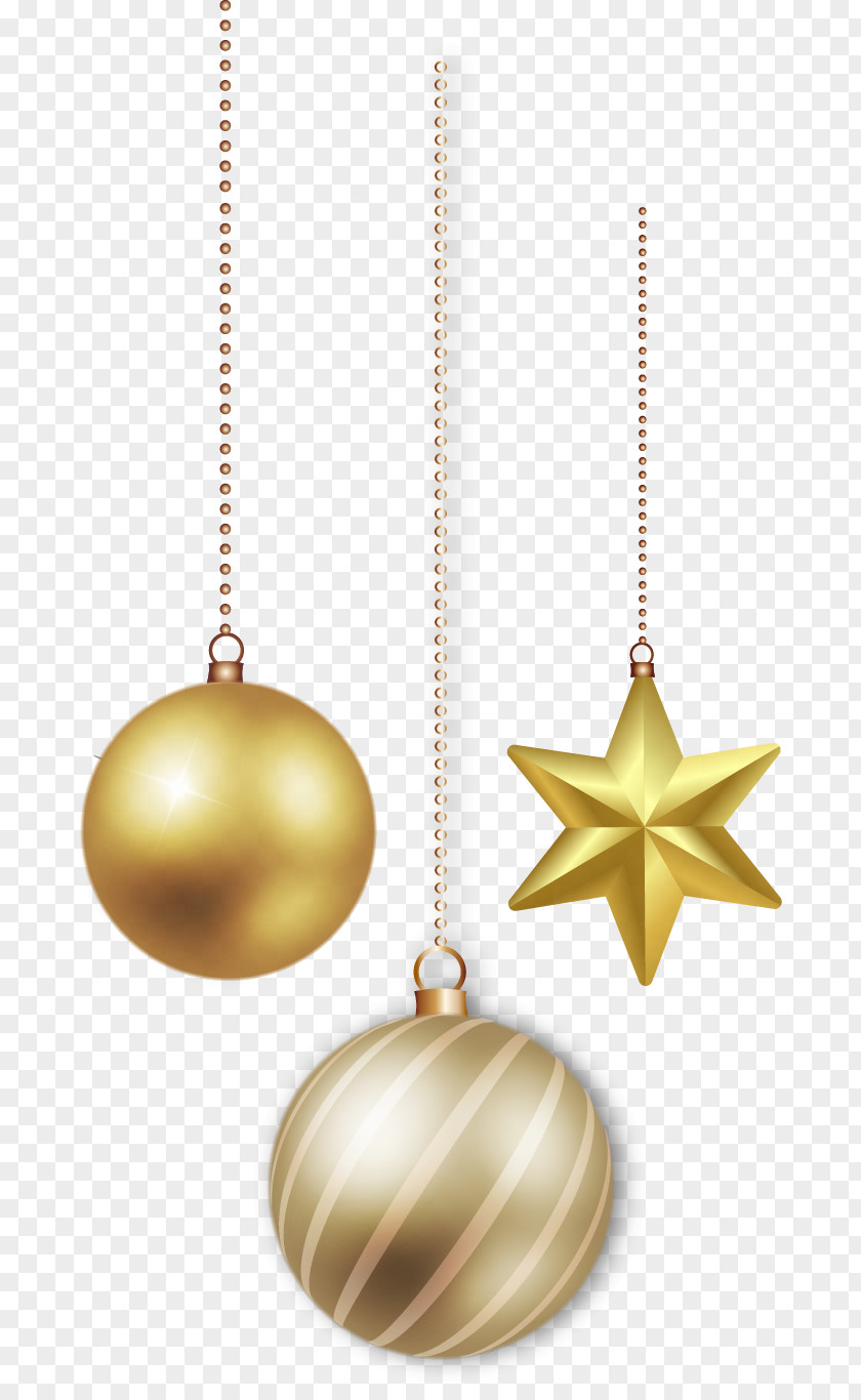 Vector Hand-painted Christmas Decoration Balls Ornament Gold PNG