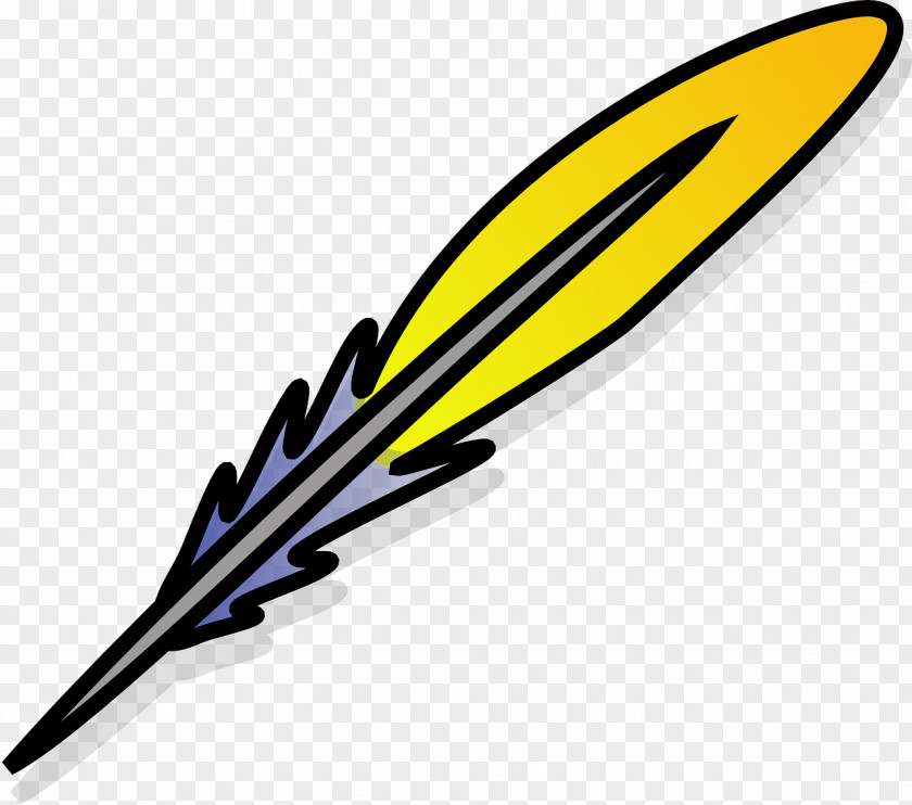 Yellow Feathers Paper Quill Pen Inkwell Clip Art PNG
