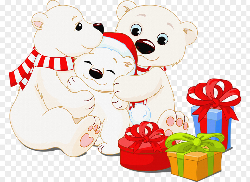 Polar Bear Christmas Clip Art PNG