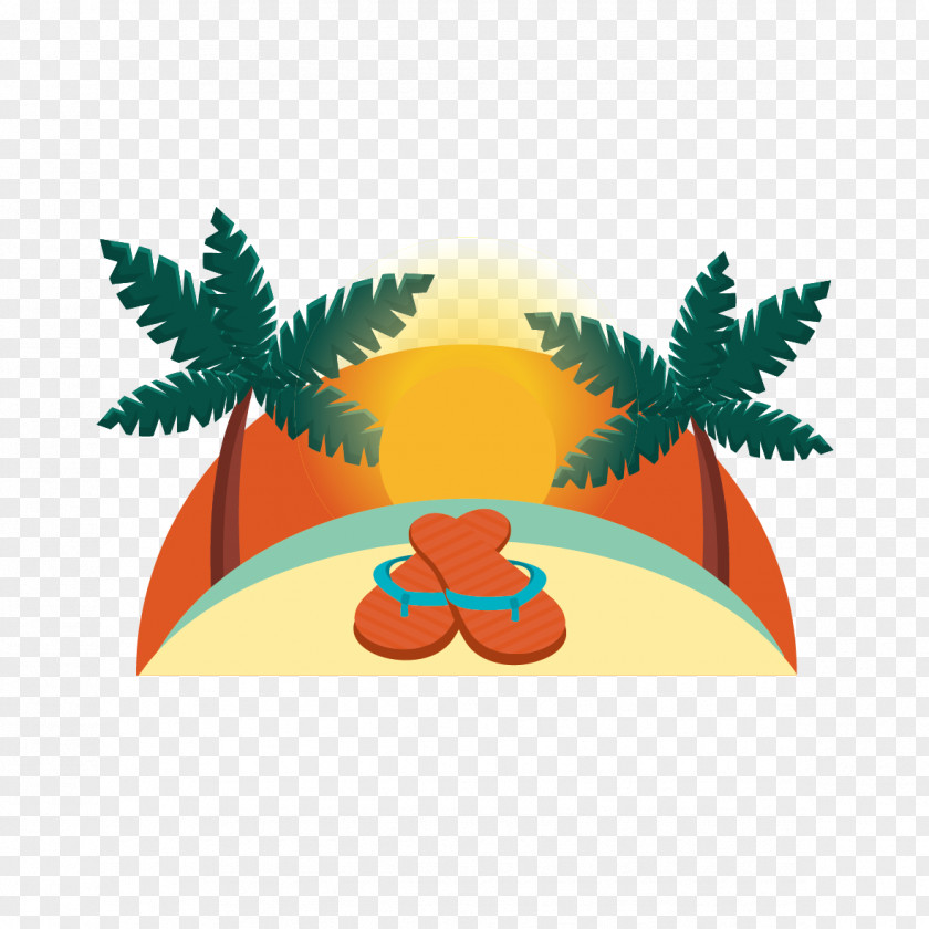 Coconut Trees And Slipper Clip Art PNG