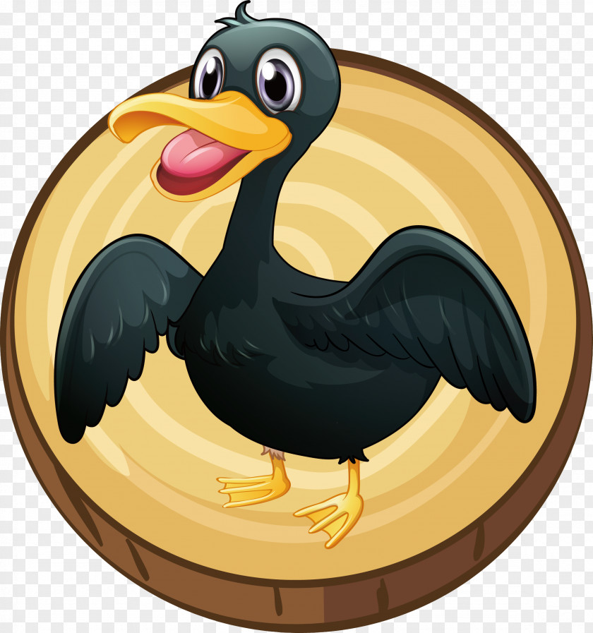 Cute Cartoon Black Duck Mallard Download PNG