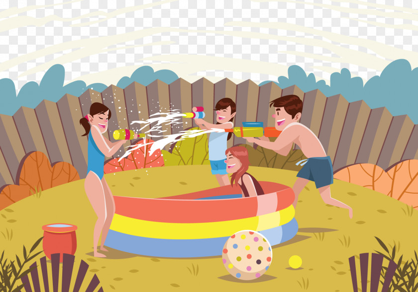 The Family Played Happily Euclidean Vector Illustration PNG