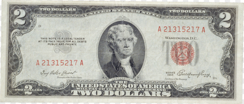 Money Image United States Two-dollar Bill Banknote One-dollar Note Silver Certificate PNG