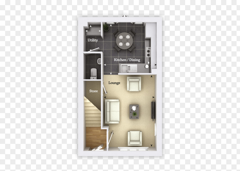 House Open Plan Bedroom Floor PNG
