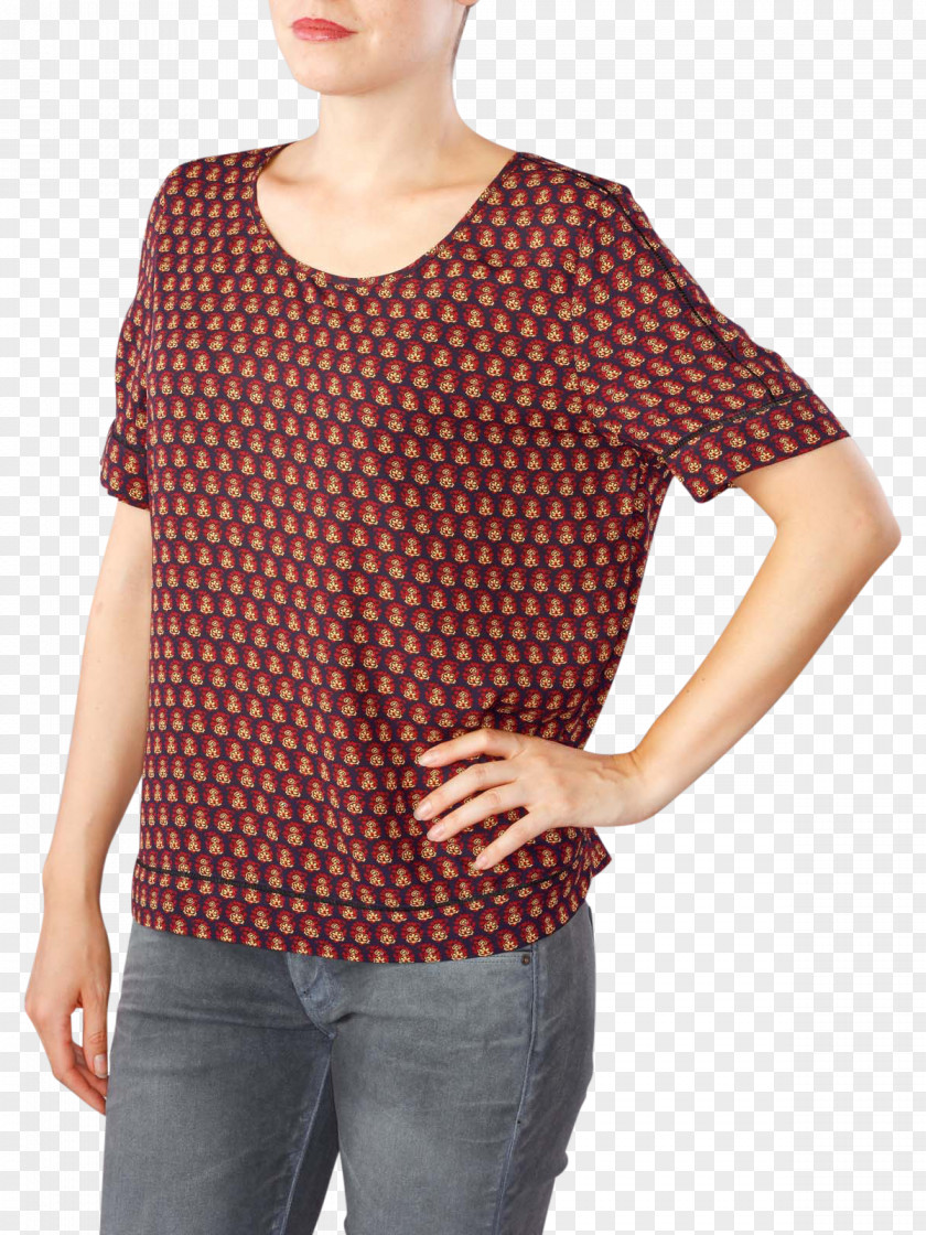 T-shirt Sleeve Polka Dot Shoulder Blouse PNG