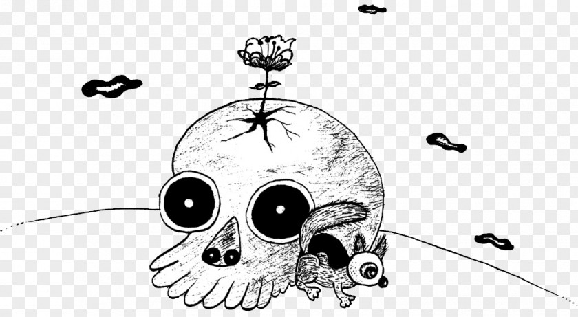 Horror Skull Black And White Comics Cartoon Illustration PNG